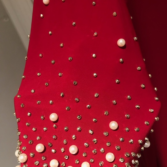 Red slinky bedazzled midi dress 1X nwt - Picture 3 of 5